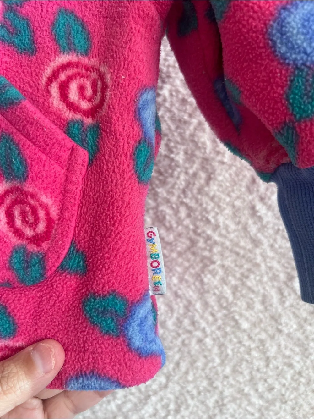 Gymboree Vintage Rainbow Tag Pink Fleece Jacket Hat Booties Bundle‎ Size 9-18 Mo